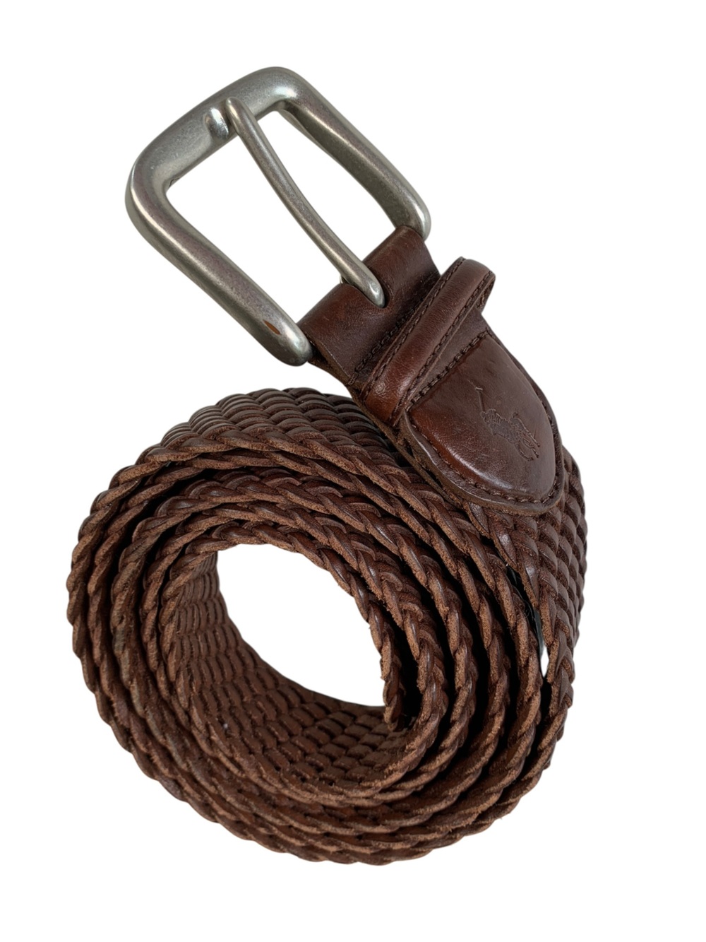 Polo Ralph Lauren Braided Leather Belt Brown Size 50 1.5” Made China